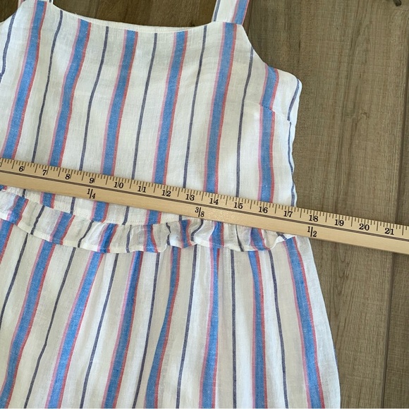 Rails Sandy Dress Tahiti Stripe Small Linen Blend Tiered Ruffle Coastal Travel - Picture 11 of 15